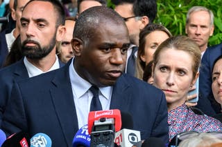British Foreign Minister David Lami expresses his statements after his meeting with Iran's Foreign Minister on Tehran's nuclear program